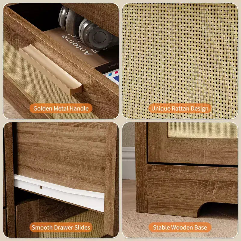 12 Drawer Dresser, Rattan Chest of Drawers, Closet Clothes Storage Organizer, Dressers with Drawers for Bedroom, Living Room