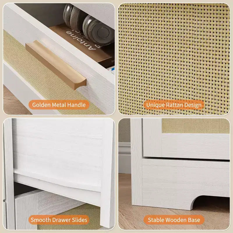 12 Drawer Dresser, Rattan Chest of Drawers, Closet Clothes Storage Organizer, Dressers with Drawers for Bedroom, Living Room