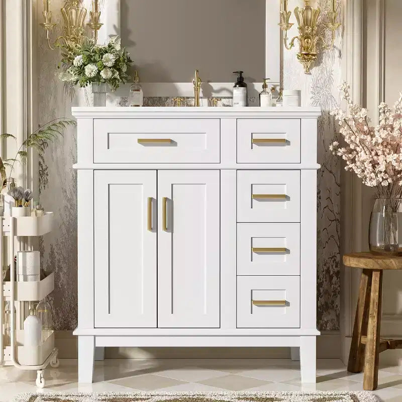 30 Bathroom Vanity with Sink, Bathroom Storage Cabinet with Soft-Close Doors and Drawers for Small Space