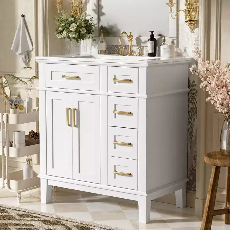 30 Bathroom Vanity with Sink, Bathroom Storage Cabinet with Soft-Close Doors and Drawers for Small Space