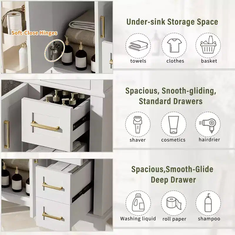 30 Bathroom Vanity with Sink, Bathroom Storage Cabinet with Soft-Close Doors and Drawers for Small Space