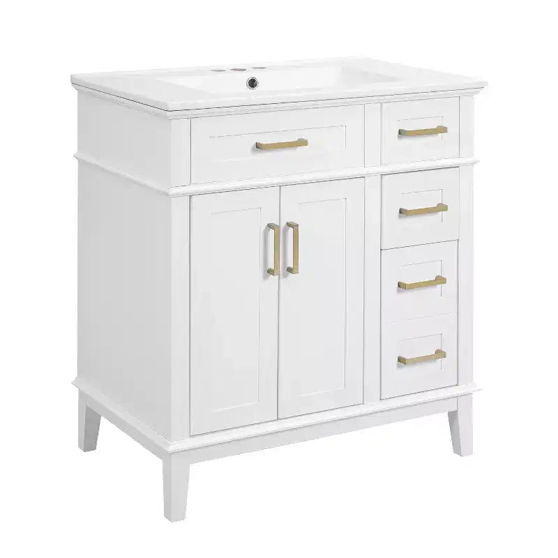 30 Bathroom Vanity with Sink, Bathroom Storage Cabinet with Soft-Close Doors and Drawers for Small Space