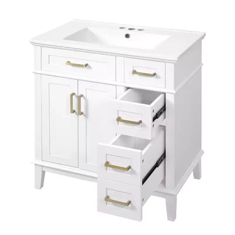 30 Bathroom Vanity with Sink, Bathroom Storage Cabinet with Soft-Close Doors and Drawers for Small Space
