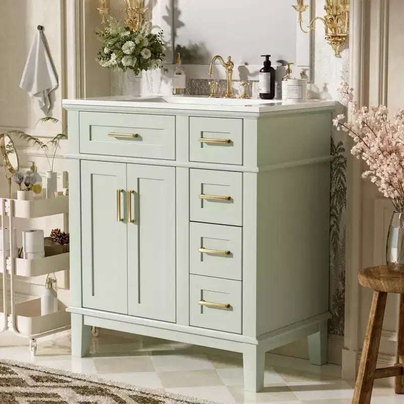 30 Bathroom Vanity with Sink, Bathroom Storage Cabinet with Soft-Close Doors and Drawers for Small Space
