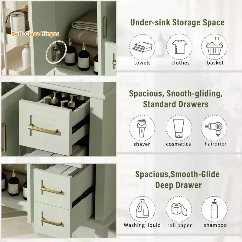 30 Bathroom Vanity with Sink, Bathroom Storage Cabinet with Soft-Close Doors and Drawers for Small Space