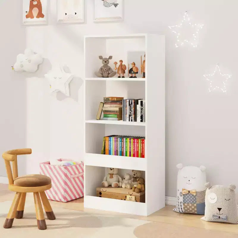 Kids Bookshelf, 4-Tier Bookcase, Book Organizer, toy Storage Cabinet Organizer, White