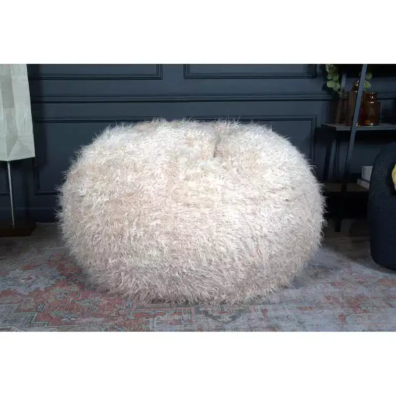 TUYOHW Faux Fur Bean Bag Chair, High-Density Foam Round Floor Chair for Plush Comfort, Cozy Lounge Chair for Living Room