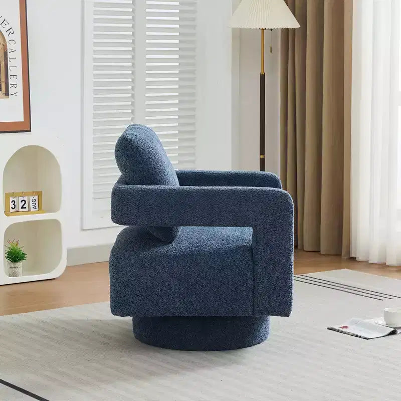 GDFStudio Evelyn Modern Boucle Upholstered Square Swivel Accent Chair with Open Back