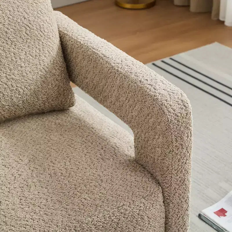 GDFStudio Evelyn Modern Boucle Upholstered Square Swivel Accent Chair with Open Back