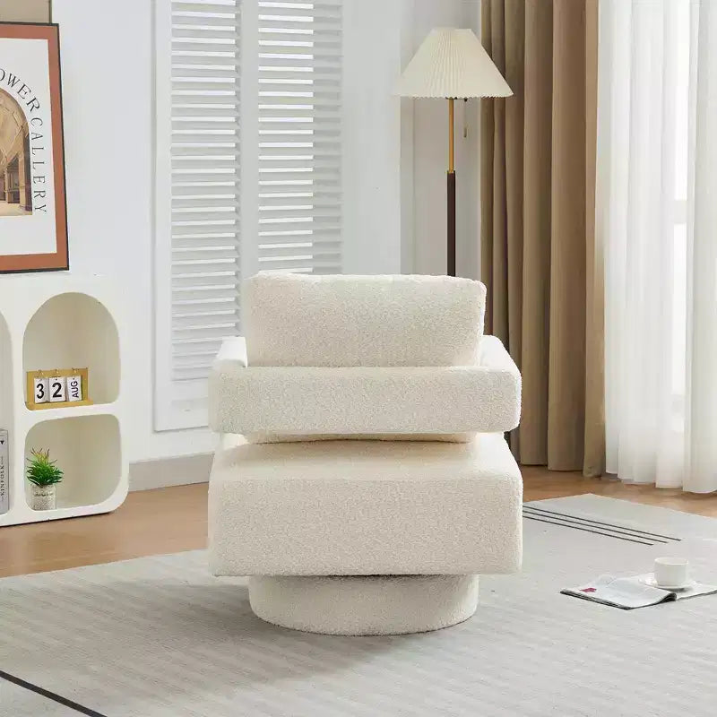 GDFStudio Evelyn Modern Boucle Upholstered Square Swivel Accent Chair with Open Back