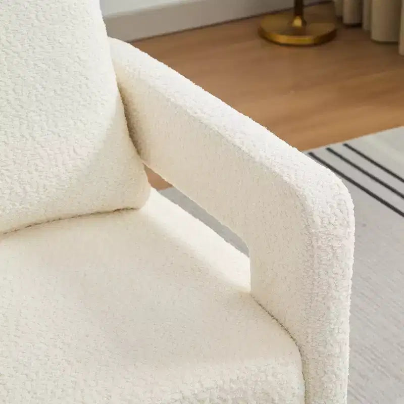 GDFStudio Evelyn Modern Boucle Upholstered Square Swivel Accent Chair with Open Back