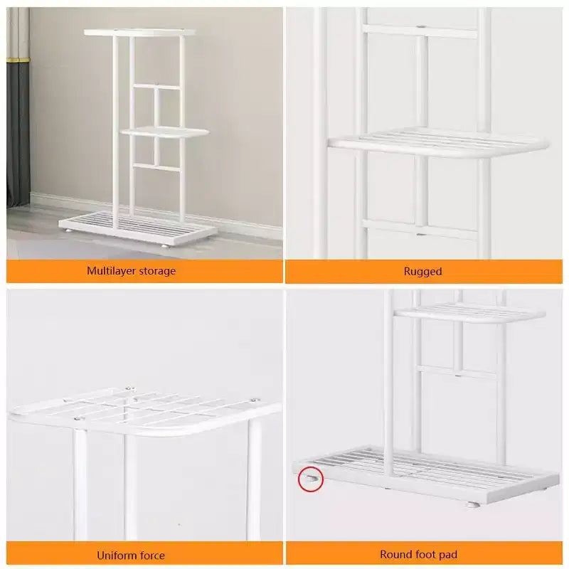 Metal Plant Stand, 6-Tier Corner Flower Shelf with Capacity for 7 Pots, Indoor & Outdoor Multi-Level Plant Display