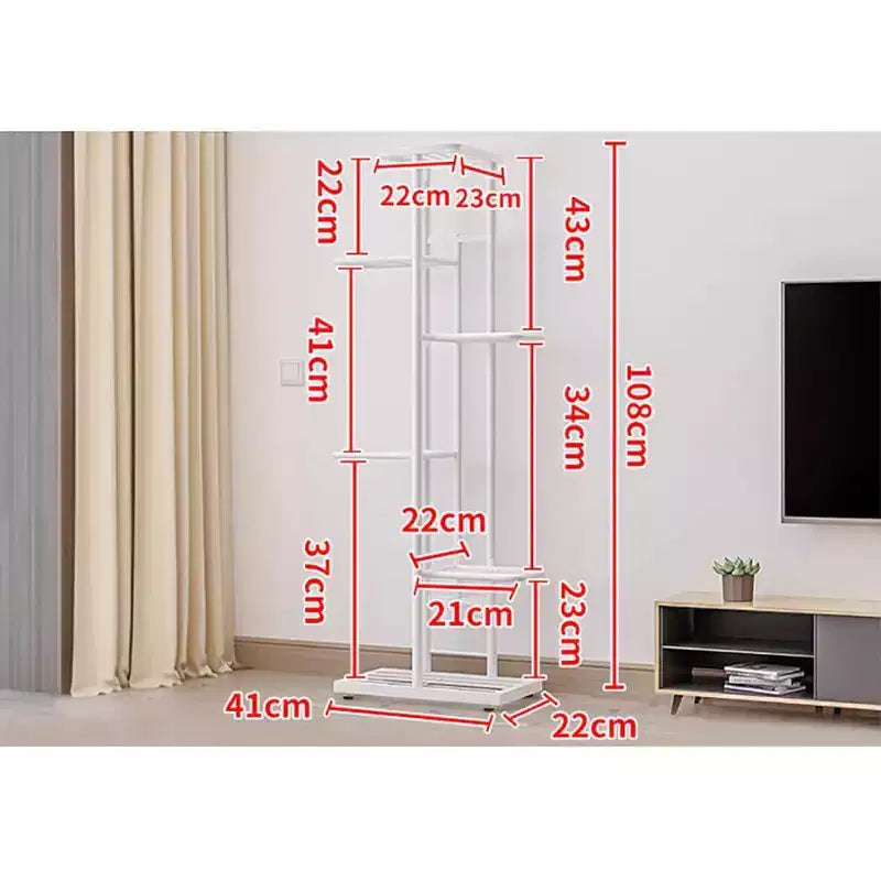 Metal Plant Stand, 6-Tier Corner Flower Shelf with Capacity for 7 Pots, Indoor & Outdoor Multi-Level Plant Display