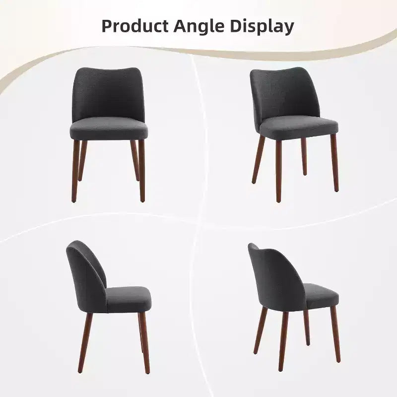 Linen Upholstered Dining Chair with Solid Wood Legs, Wooden Kitchen Chair, Kitchen Chairs with Thick Cushions for Dining Room, Living Room