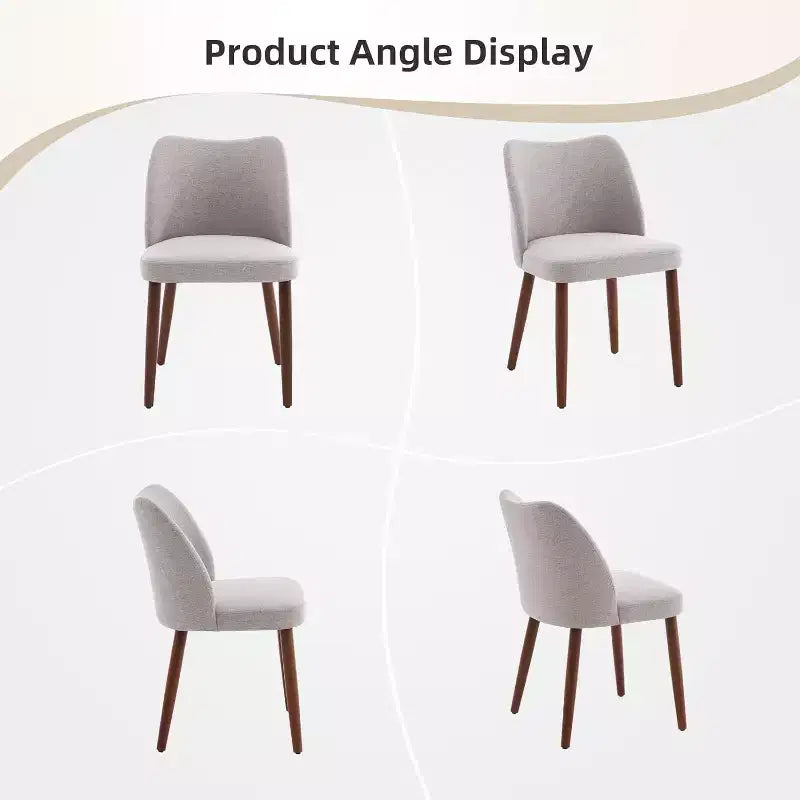 Linen Upholstered Dining Chair with Solid Wood Legs, Wooden Kitchen Chair, Kitchen Chairs with Thick Cushions for Dining Room, Living Room