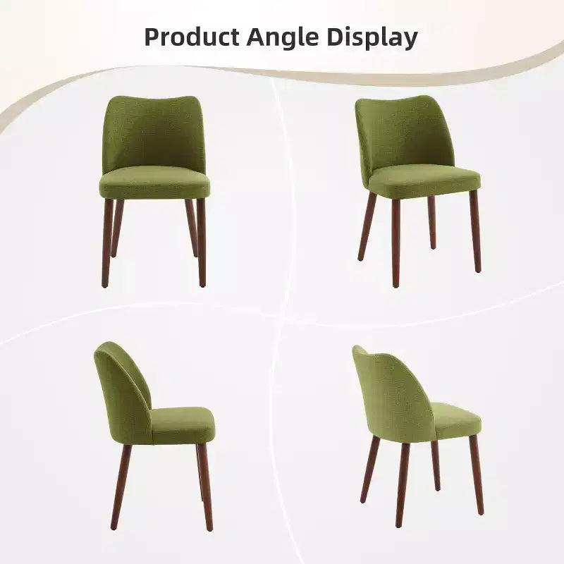 Linen Upholstered Dining Chair with Solid Wood Legs, Wooden Kitchen Chair, Kitchen Chairs with Thick Cushions for Dining Room, Living Room