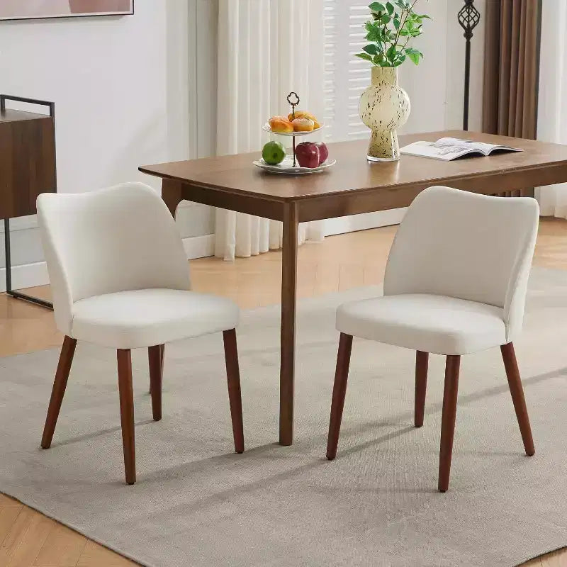 Linen Upholstered Dining Chair with Solid Wood Legs, Wooden Kitchen Chair, Kitchen Chairs with Thick Cushions for Dining Room, Living Room