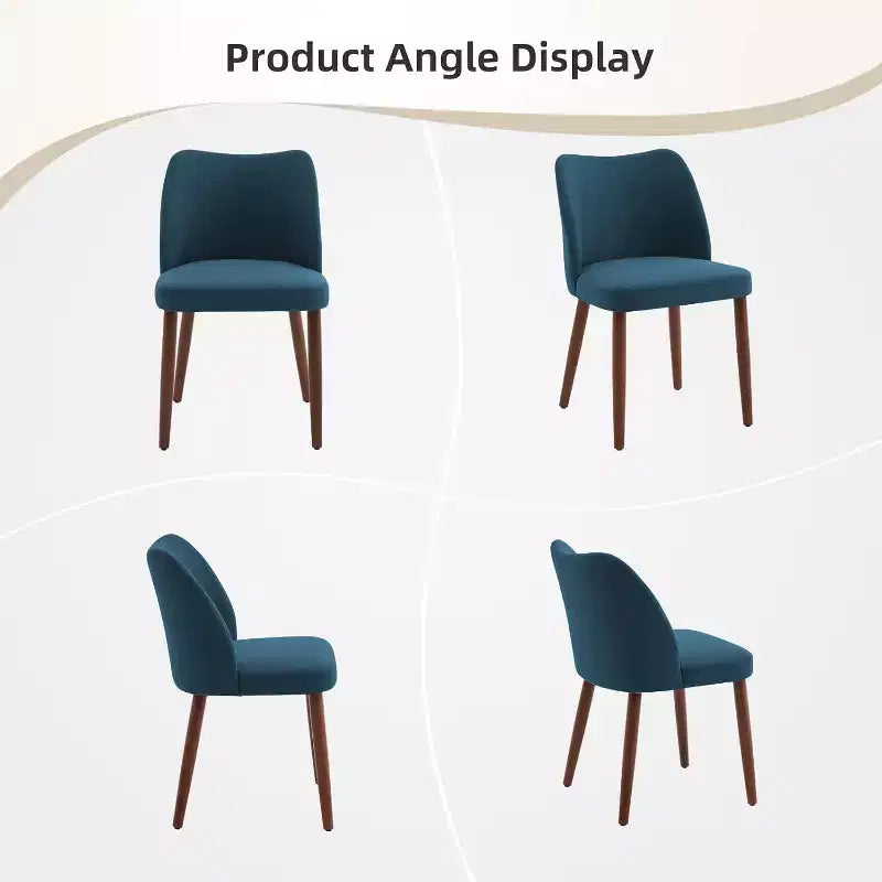 Linen Upholstered Dining Chair with Solid Wood Legs, Wooden Kitchen Chair, Kitchen Chairs with Thick Cushions for Dining Room, Living Room