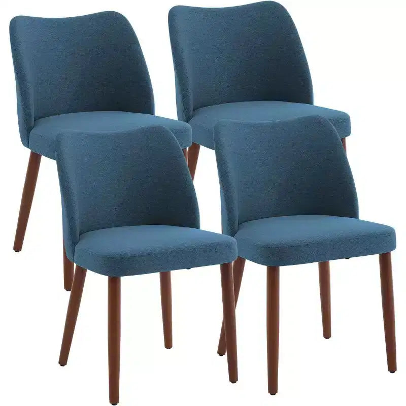 Linen Upholstered Dining Chair with Solid Wood Legs, Wooden Kitchen Chair, Kitchen Chairs with Thick Cushions for Dining Room, Living Room