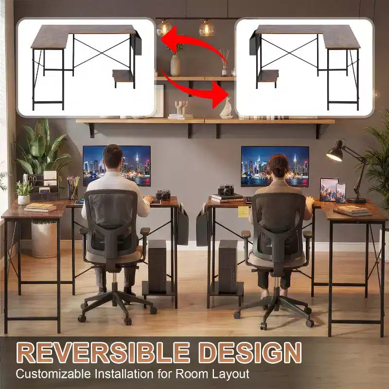 BestMassage Modern L-Shaped Computer Desk for Home Office, Heavy Duty Gaming Desk with CPU Holder & Storage Bag