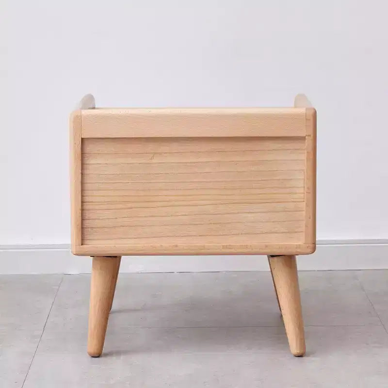 MAYEERTY Beech Solid Wood Nightstand with Open Storage Bedside Cabinet for Bedroom Living Room