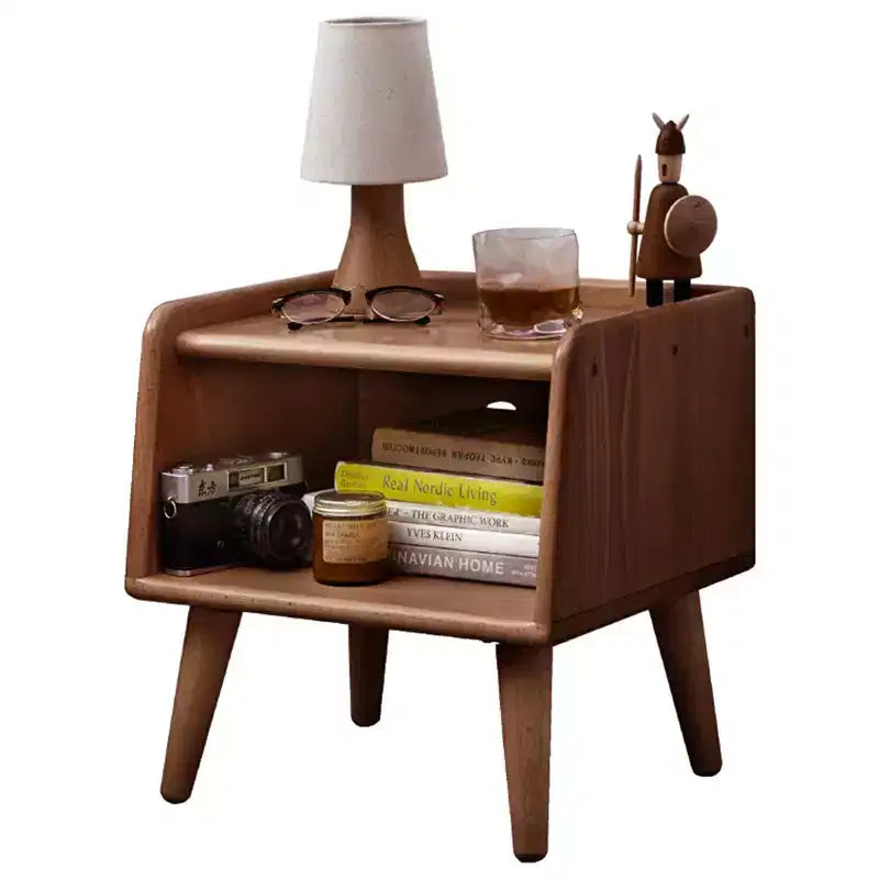 MAYEERTY Beech Solid Wood Nightstand with Open Storage Bedside Cabinet for Bedroom Living Room