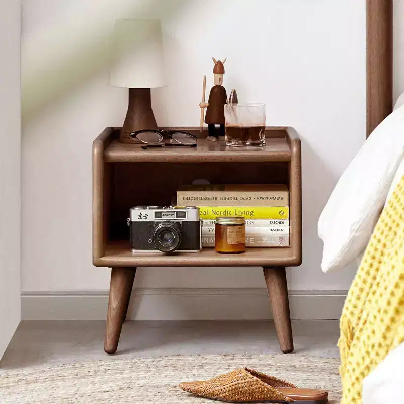 MAYEERTY Beech Solid Wood Nightstand with Open Storage Bedside Cabinet for Bedroom Living Room