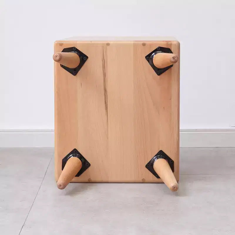 MAYEERTY Beech Solid Wood Nightstand with Open Storage Bedside Cabinet for Bedroom Living Room