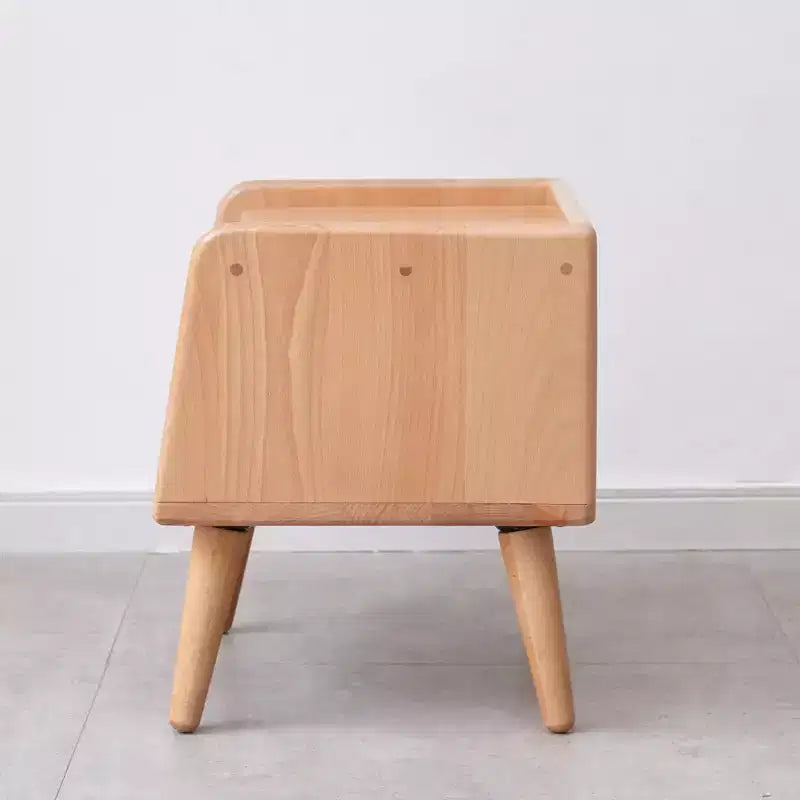 MAYEERTY Beech Solid Wood Nightstand with Open Storage Bedside Cabinet for Bedroom Living Room