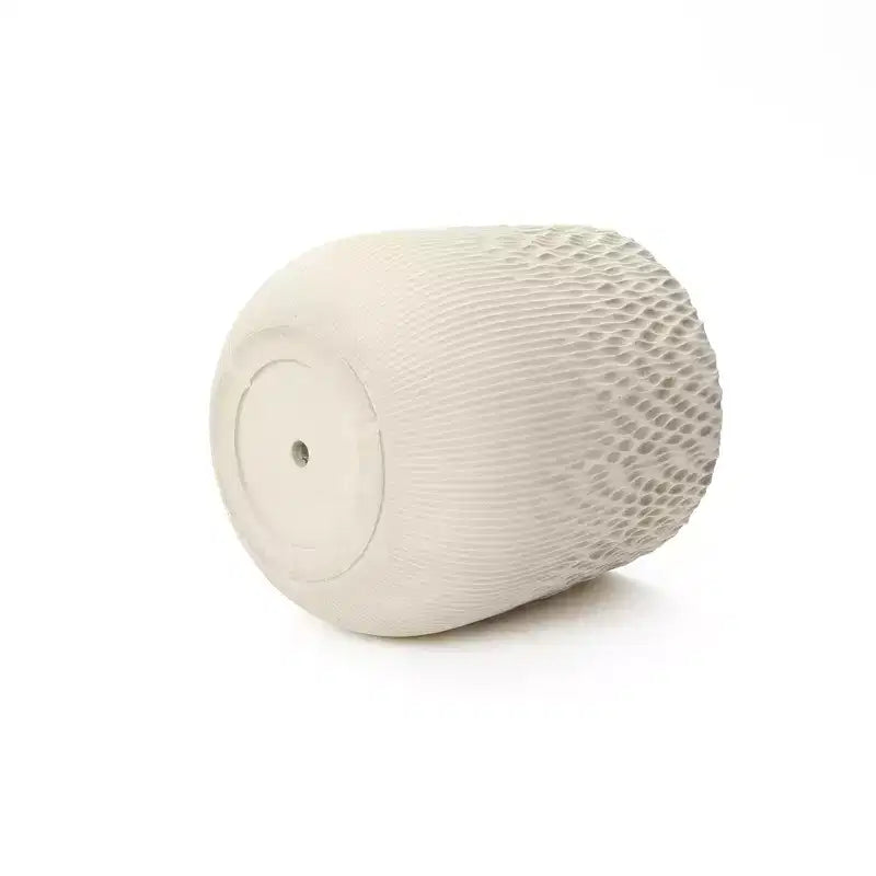 Jardinière ronde antique blanc cassé, texture dégradée foncée à claire, design conique