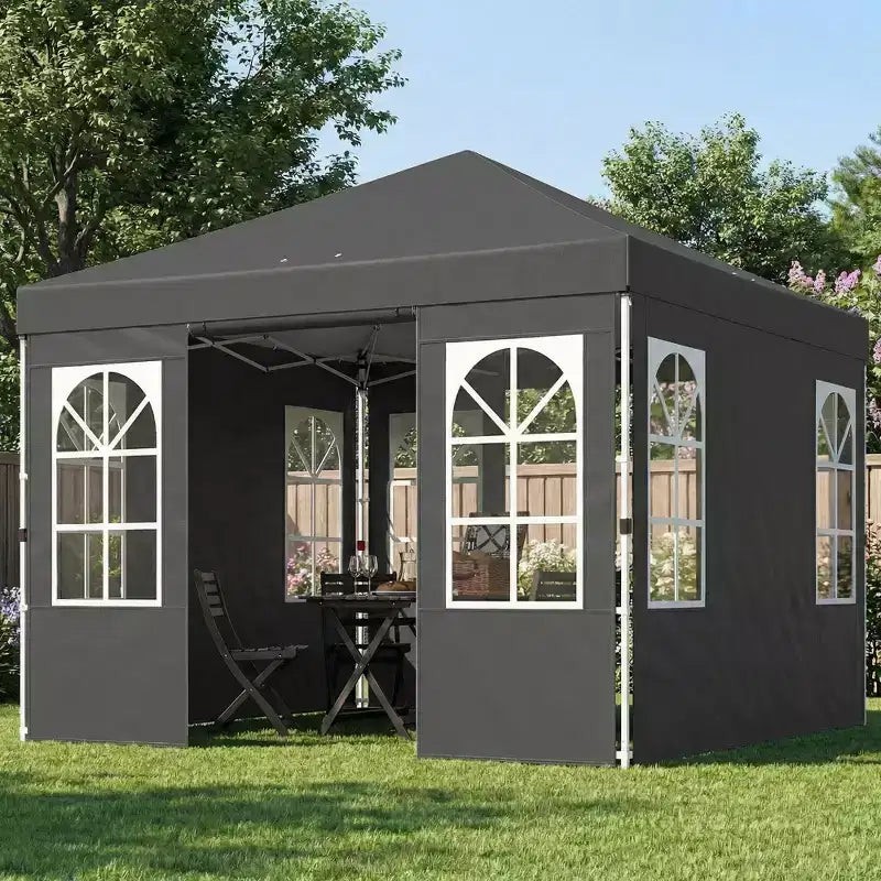 Tonnelle Pop-Up 9,6 x 9,6 pi avec Parois Latérales, Montage Rapide, Abri Instantané Portable Extérieur UPF50+ avec Sacs de Sable