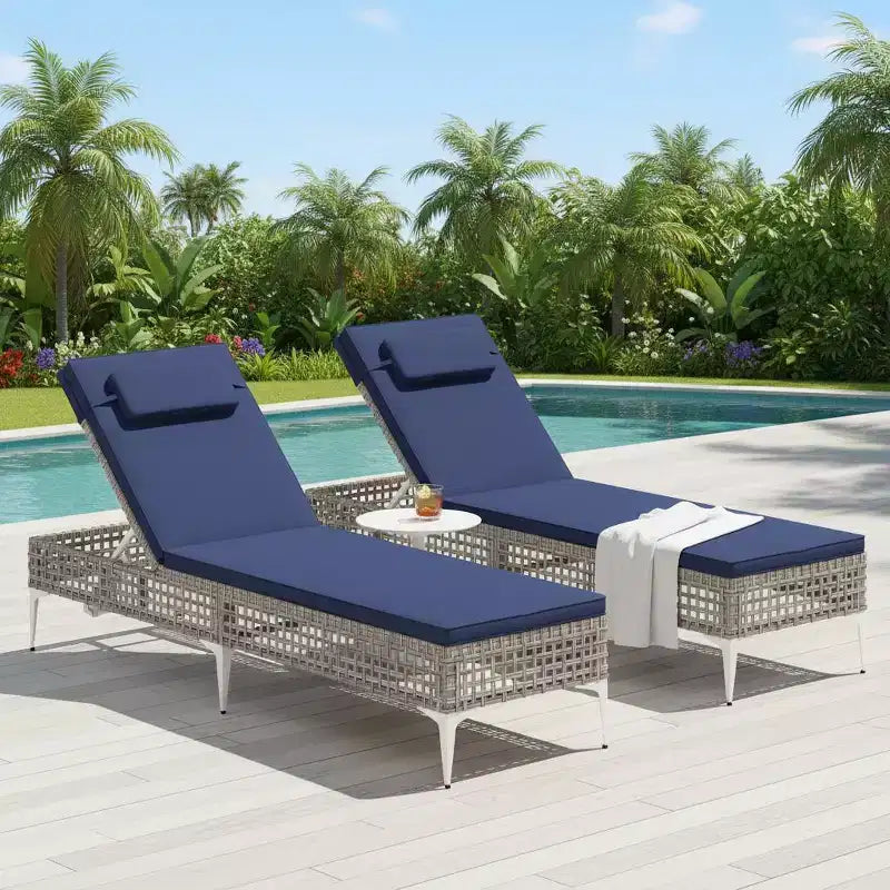 Chaise longue de patio inclinable 1 ou 2 pièces avec dossier réglable à 6 positions et coussin amovible