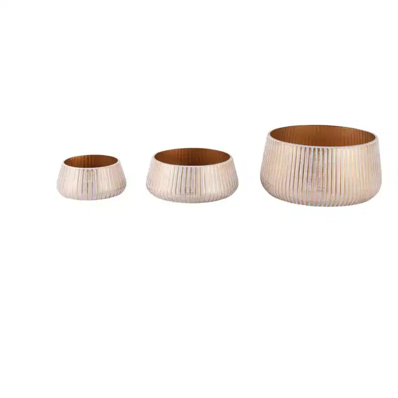 Pots de fleurs modernes en métal pour la décoration intérieure - Jardinières pour patio, salon ou entrée - Support de plantes d'intérieur - Lot de 3, 9, 5, 5, Or et marron