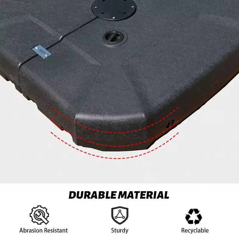 Pied de parasol déporté sur roues, 200 kg, lestable avec eau ou sable, de la marque Clihome
