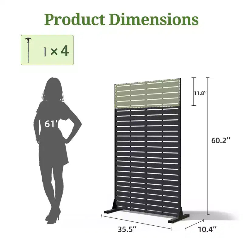 Paravent extérieur 152 cm H x 89 cm L avec support, Brise-vue en PEHD, Clôture d'intimité autoportante, Panneau de séparation pour terrasse, balcon, jardin
