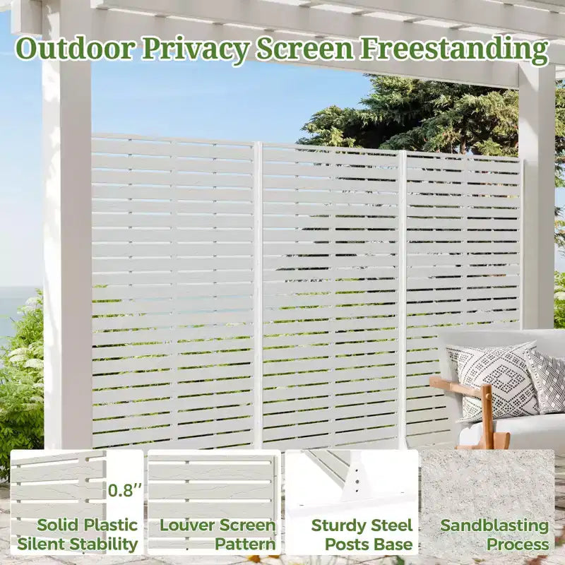 Paravent extérieur 152 cm H x 89 cm L avec support, Brise-vue en PEHD, Clôture d'intimité autoportante, Panneau de séparation pour terrasse, balcon, jardin