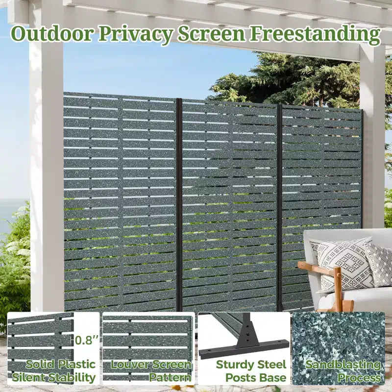 Paravent extérieur 152 cm H x 89 cm L avec support, Brise-vue en PEHD, Clôture d'intimité autoportante, Panneau de séparation pour terrasse, balcon, jardin