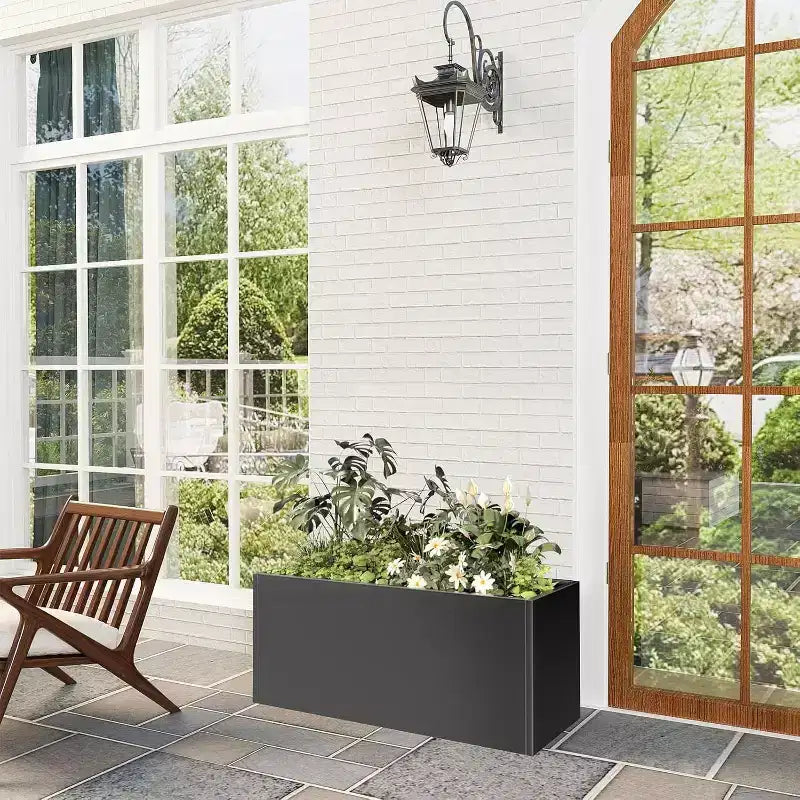 Metal Garden Planter Bed Frame Durable Snap-On Design, Weather-Resistant Iron Planter for Outdoor Flower Vegetable Growing in Patio Lawn Yard