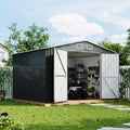 10x8 ft Metal Outdoor Storage  Galvanized Steel Utility Outdoors Storage with Lockable Double Doors for Tools, Bikes & Lawn Mower