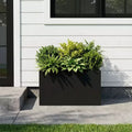 PexFix Rectangular Metal Planter Box Weatherproof Outdoor Indoor Flower Planter with Drainage Holes Heavy-Duty Modern Planter for Patio Deck Garden