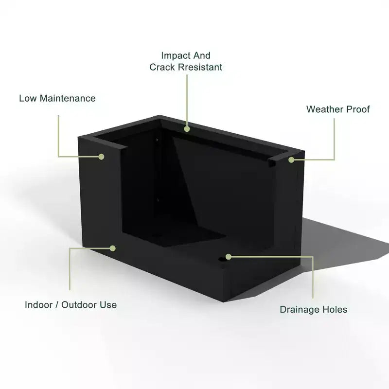 Jardinière rectangulaire en métal, résistante aux intempéries, pour intérieur et extérieur, avec trous de drainage, jardinière moderne et robuste pour patio, terrasse, jardin