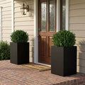 PexFix 2Pcs Metal Square Planter Box Cube Planters with Drainage Holes Large Planters for Indoor Outdoor Patio Porch Garden Decor