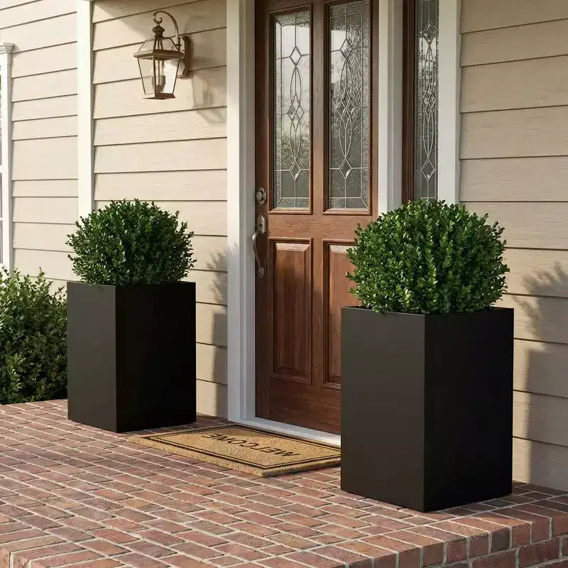 PexFix 2Pcs Metal Square Planter Box Cube Planters with Drainage Holes Large Planters for Indoor Outdoor Patio Porch Garden Decor