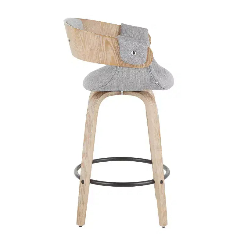 Set of 2 Elisa Upholstered Counter Height Barstools Gray/White Wash - Lumisource