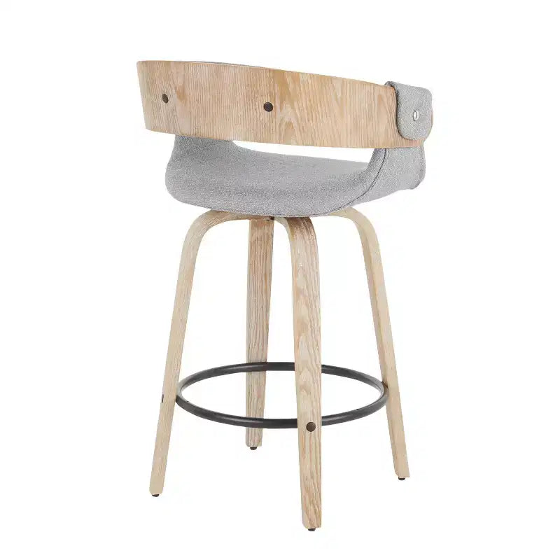 Set of 2 Elisa Upholstered Counter Height Barstools Gray/White Wash - Lumisource
