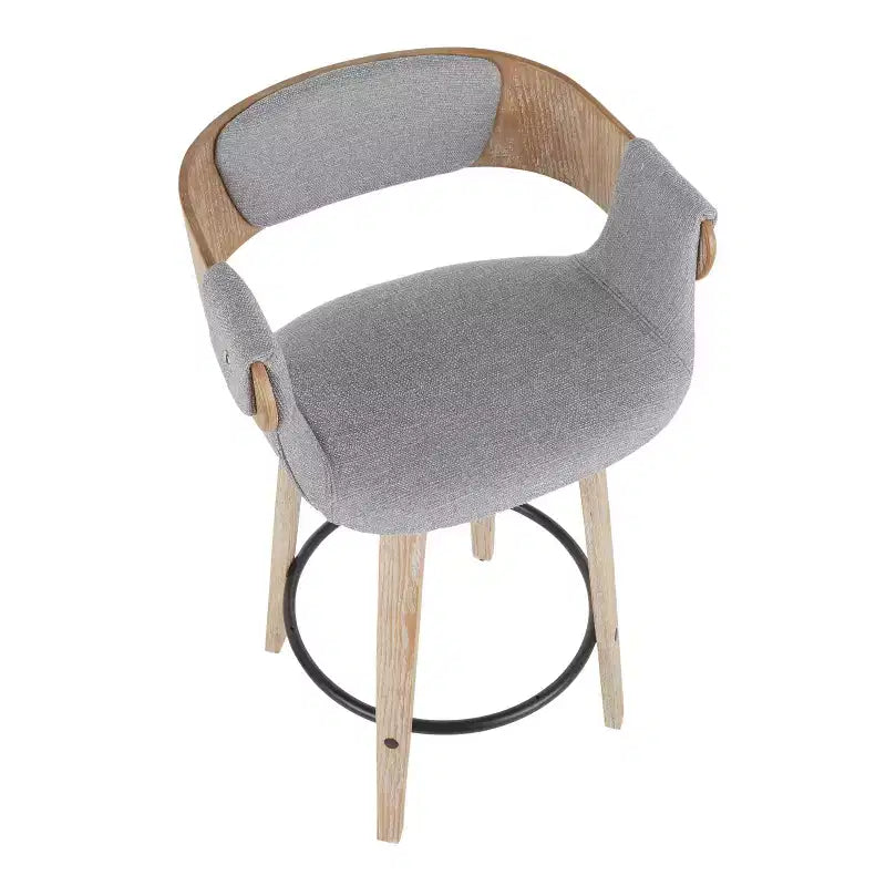 Set of 2 Elisa Upholstered Counter Height Barstools Gray/White Wash - Lumisource