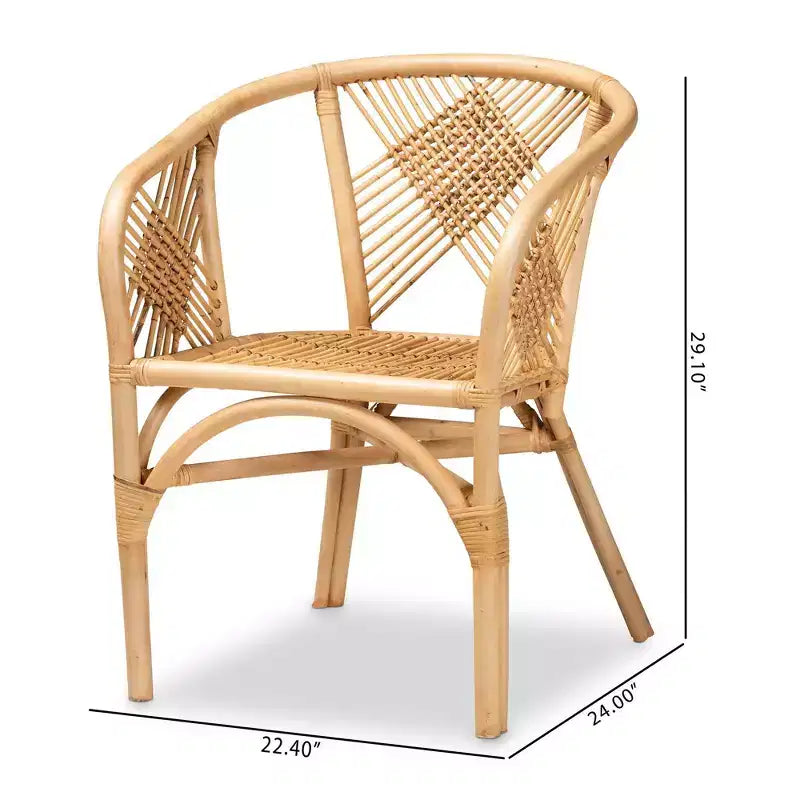 Kagama Rattan Dining Chair Brown - bali & pari: Bohemian, Bamboo, Comfort Design, Stable Base
