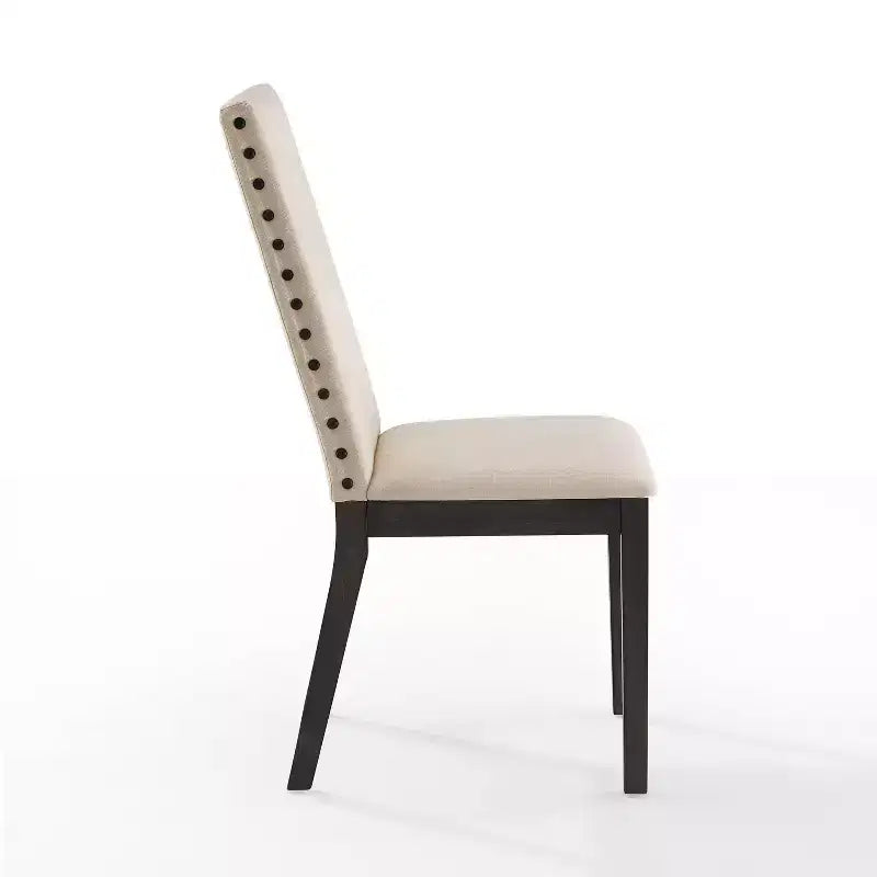 Crosley Set of 2 Hayden Upholstered Chairs Slate: Nailhead Trim, Rubberwood Legs, Foam Cushioned