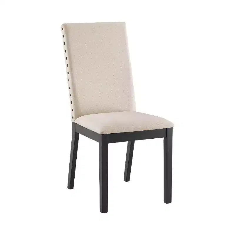 Crosley Set of 2 Hayden Upholstered Chairs Slate: Nailhead Trim, Rubberwood Legs, Foam Cushioned