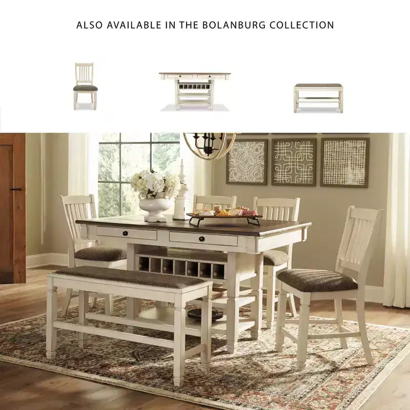 Bolanburg Counter Height Dining Room Bench Antique White - Signature Design by Ashley